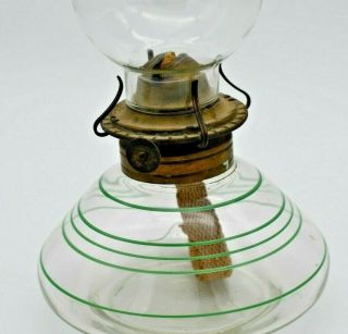 Vintage Eagle Glass Kerosene Oil Hurricane Lamp w/ Chimney Shade,  Green Accents 5