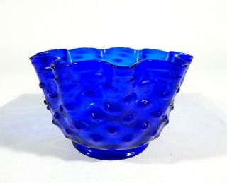 Victorian Optic Pattern Cobalt Blue Glass Oil Lamp Shade