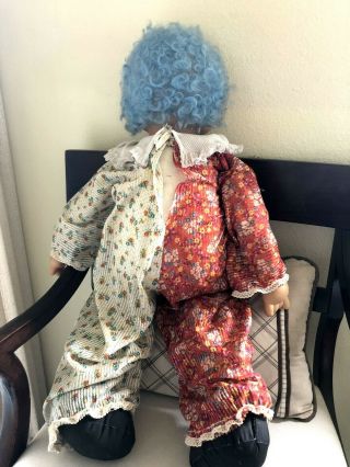 Vintage life size Clown Doll sucks thumb and blinks eyes cloth body 28 inches 6