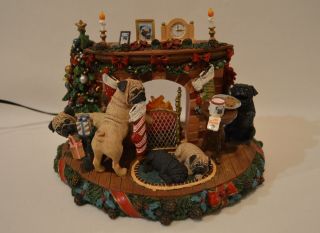 Danbury A Cozy Christmas Eve Pug Dog Family Figurine