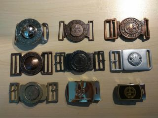 Scout Belt Buckles 9x - From 7 Countries