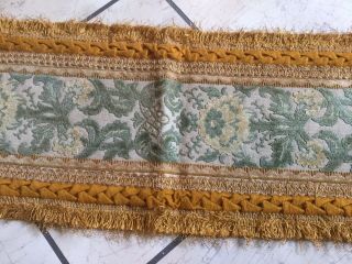 Antique Vtg Table Runner Dresser Scarf Velvet Tapestry Brocade Metal Thread Trim
