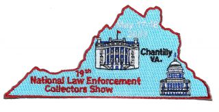 Chantilly Virginia Va Sheriff Police Patch – State Shape – 19th Collectors Show