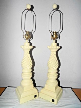 Lamps A Hotel Style 31 " H Swirled Fancy Wood Table Lamps W/phone Jacks