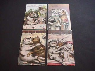 4 Just Cats Printed In Germany Postcards Courtship & Marriage Views