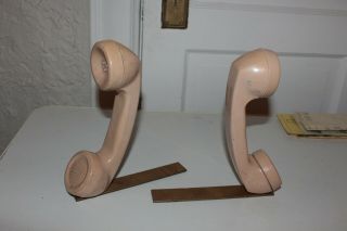 Vintage Standing Phones Decor Pink Telephone Book Ends Home Decor S11