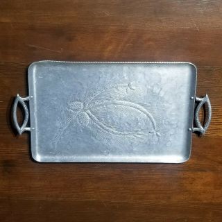 301h Vintage Everlast Forged Aluminum Serving Tray With Pine Cone Motif Design