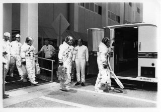 Apollo 11 / Orig Nasa 8x10 Press Photo - Astronauts Board Transfer Van