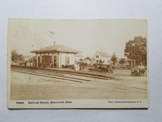 Pre 1915 Real Photo Postcard Railroad Station Marshfield Massachusetts Ma No Res