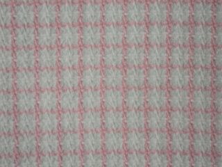 Vintage MORGAN JONES Twin Bedspread w Chenille Border Pink White Grid Squares 3