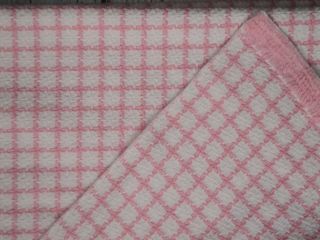 Vintage MORGAN JONES Twin Bedspread w Chenille Border Pink White Grid Squares 6