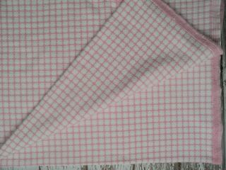 Vintage MORGAN JONES Twin Bedspread w Chenille Border Pink White Grid Squares 7