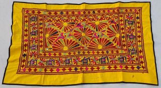 56 " X 35 " Rabari Vintage Throw Embroidery Ethnic Tapestry Tribal Wall Hanging