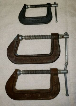 (3) Vintage Craftsman C Clamps Two 66673 Also A 2 " ?