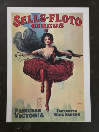 Vtg Circus Print Posters 11”x15” Sells - Floto Christy Bros Lions Carnival Show