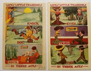 2 Vintage 1910 Comical Postcards Life 