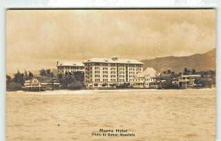 Waikiki & Moana Hotel By Ray Jerome Baker Real Photo Rppc Postcard