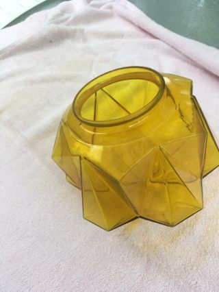 Art Deco Vaseline Glass ? Canary Yellow Shade.  4 Inch Fitter 1930s Rhombic