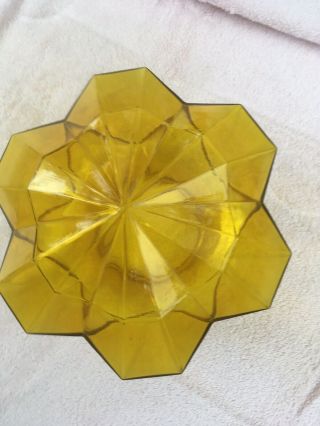Art Deco Vaseline Glass ? Canary Yellow Shade.  4 Inch Fitter 1930s Rhombic 4