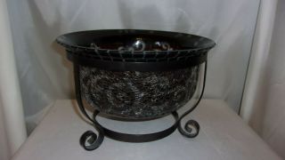 Retired Partylite Amaretto Swirl Brown Mosaic Candle Holder Tealight Bowl