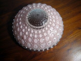 3 - Chain Drop Vintage Antique Glass Ceiling Light Fixture Pink Bubble Glass Shade