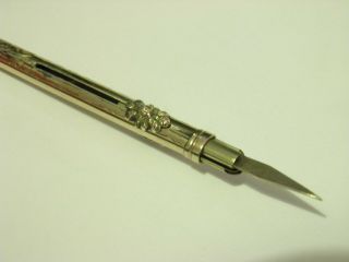 Antique Combine 9ct Gold Tooth Pick - Dip Pen - Propelling Pencil 7.  1g