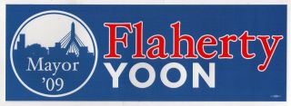 Michael Flaherty Yoon Boston Mayor Political Bumper Sticker Massachusetts Menino