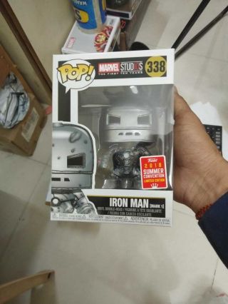 Funko Pop Marvel Iron Man Mark 1 338 2018 Sdcc Official Sticker Ship With Dhl