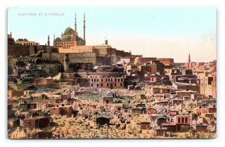 Vintage Postcard Cimitiere Et Citadelle Mosque Cemetery Egypt G3