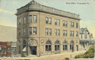 Duquesne Pa Post Office Mckeesport Pittsburgh Postcard 22085