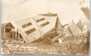 1908 Charles City,  Iowa Rppc Real Photo Postcard Cyclone Damage Wright Residence