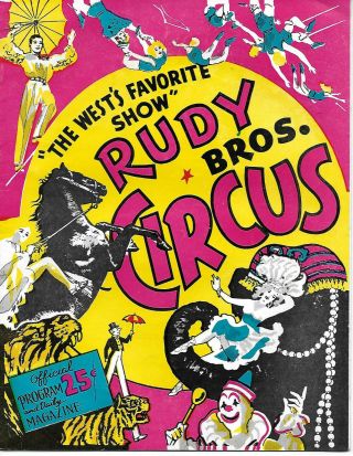 1960 Souvenir Program Rudy Brothers Circus,  " The West 