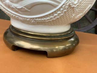Large Vintage Stiffel Brass & Cream Ceramic Table Lamp Hollywood Regency 4