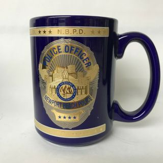 Nbpd Newport Beach Police Officer Porcelain Cobalt Blue W Gold Coffee Mug