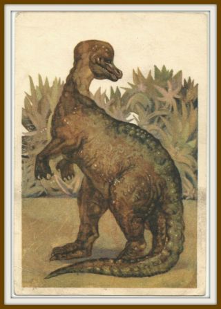 1969 Dinosaur Corythosaurus Animals Paleontology Art Soviet Vintage Postcard