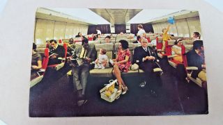 Pan Am 747 Airplane Interior Diverse Baby Children Unposted Chrome Postcard