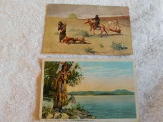 2 Vintage Postcards John Innes American Indian 1907 - 1920 Stamped