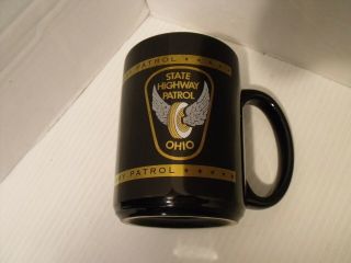 State Highway Patrol Ohio Core Values Black Gold Trim Coffee Mug Cup