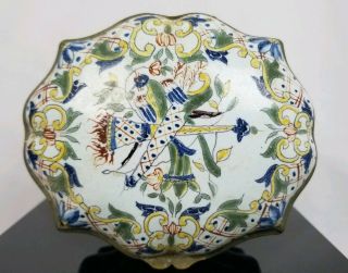 Antique 18th Or 19th Century French Faience Trinket Box Hand Painted 3