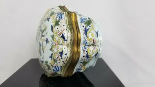 Antique 18th Or 19th Century French Faience Trinket Box Hand Painted 4