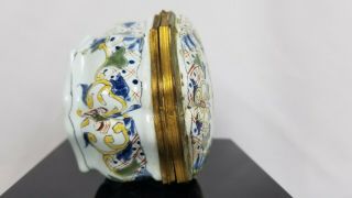 Antique 18th Or 19th Century French Faience Trinket Box Hand Painted 5