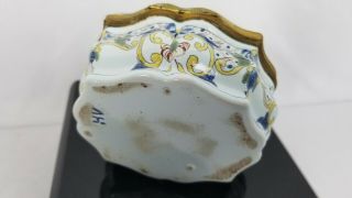Antique 18th Or 19th Century French Faience Trinket Box Hand Painted 6