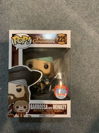 Funko Pop Pirates Of The Caribbean Barbossa With Monkey 225 Figure Nycc