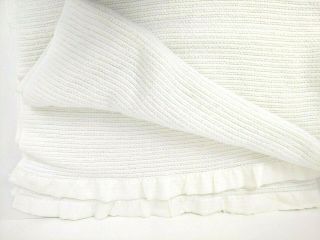 Vintage Chatham White Open Weave Satin Trim Blanket 92 X 73 3