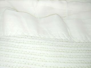 Vintage Chatham White Open Weave Satin Trim Blanket 92 X 73 4