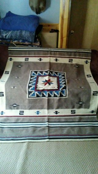 Vintage Wool Blanket/rug Large 56 1/4 " X 76 1/4 " In Length Earthtone