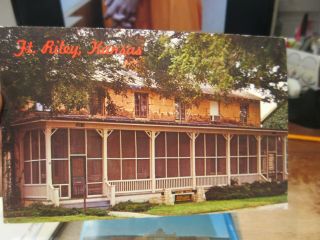 Vintage Old Postcard Kansas Fort Ft Riley Custer Home Lower Parade Ground Porch