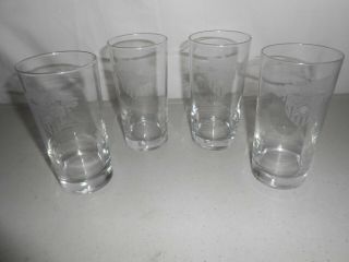 Set 4 Vintage Etched Glass West Point United States Military Academy Honor Usma