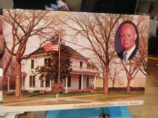 Vintage Old Postcard Kansas Abilene Eisenhower Home President Dwight D House Ike