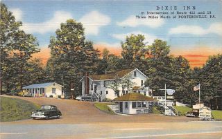Portersville,  Mckean Cty,  Pa,  Dix Inn Restaurant & Motel Linen Adv Pc Dated 1950